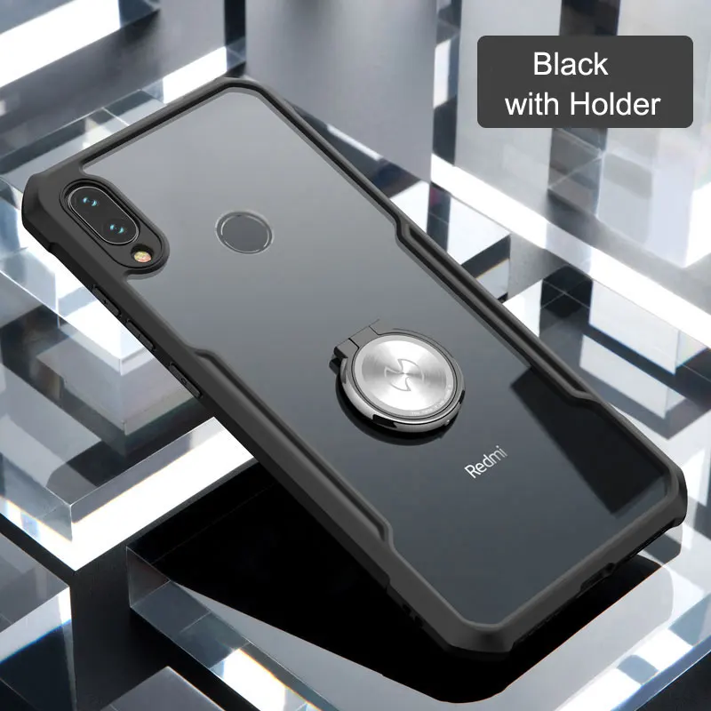 Для Xiaomi Redmi Note 7 Pro Чехол для телефона XUNDD подушки безопасности противоударный прозрачный PC+ TPU бампер задний Чехол для Redmi Note 7 Чехол Coque - Цвет: Black-with Ring