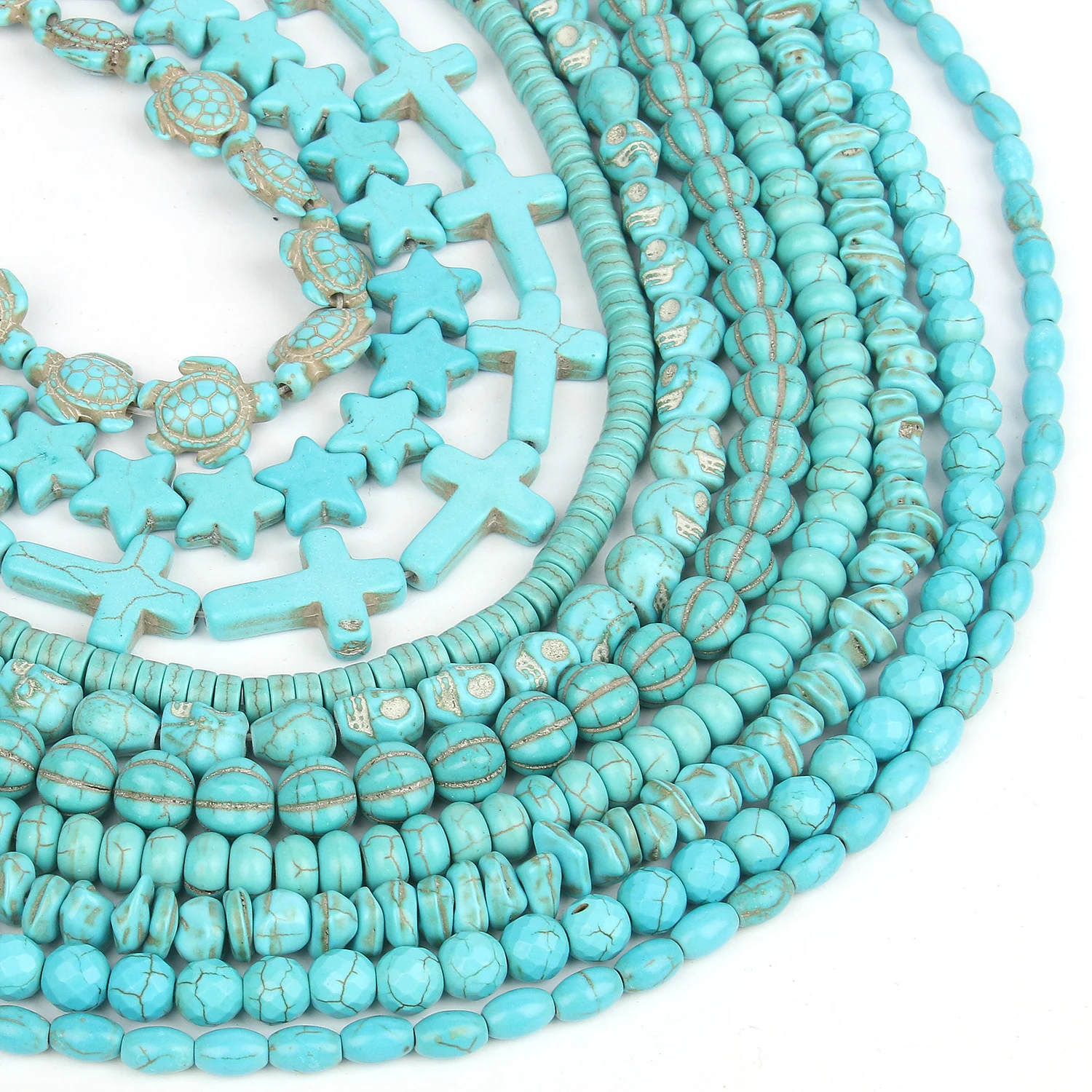 Bracelet Extensible Pierres Naturelles Howlite Et Crâne Turquoise - Neuf Avec étiquettes