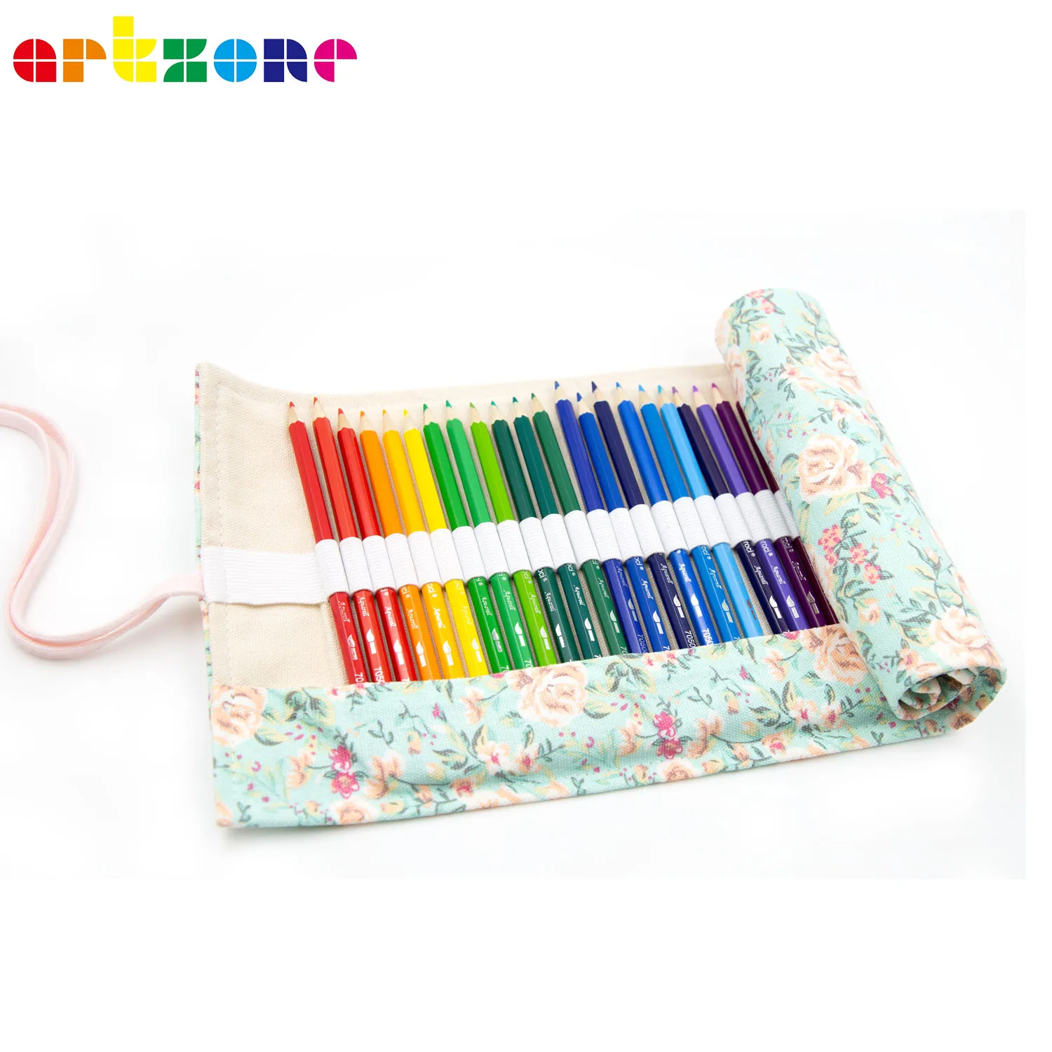 36 Holes Canvas Wrap Roll Up Pencil Bag Pen Case Holder Postoral
