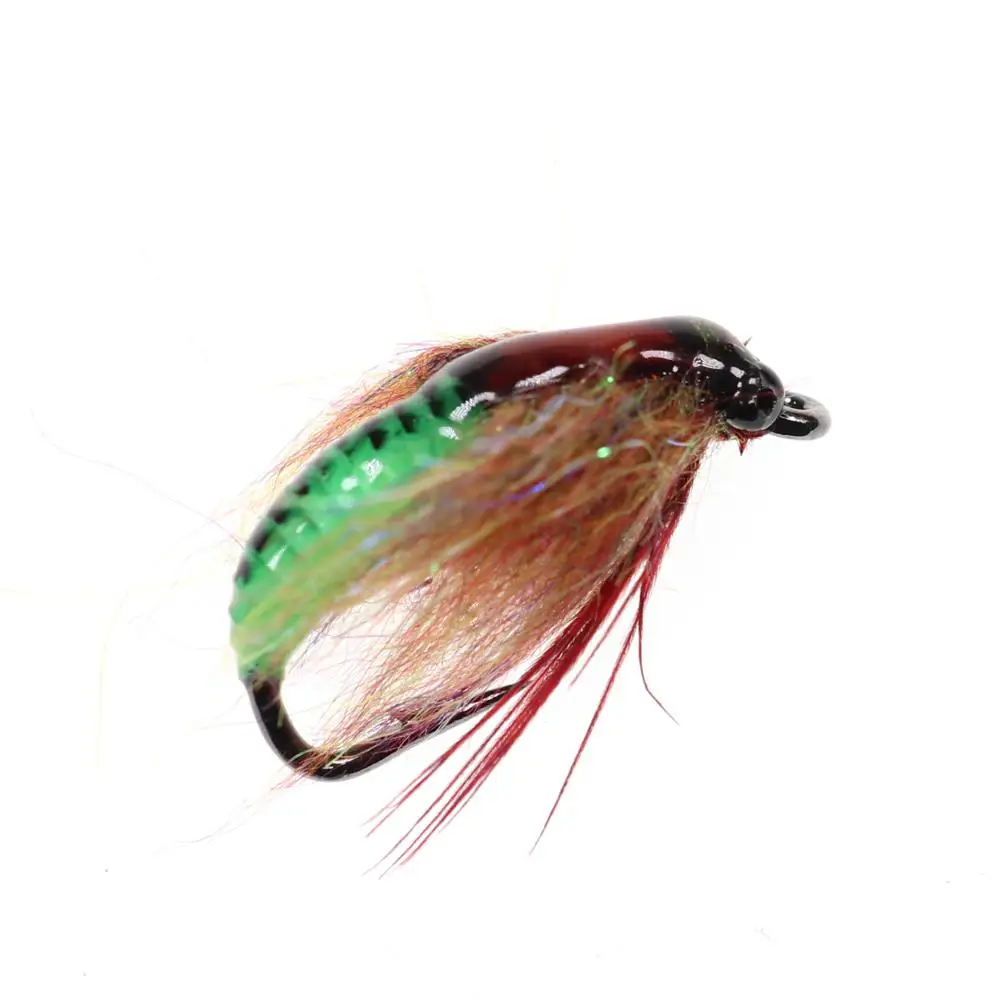 ICERIO 12 шт.#6 УФ Beadhead приманки в виде насекомых Caddis Pupa Nymph Летающая Форель Приманка для рыбалки ледяные рыболовные крючковые приманки