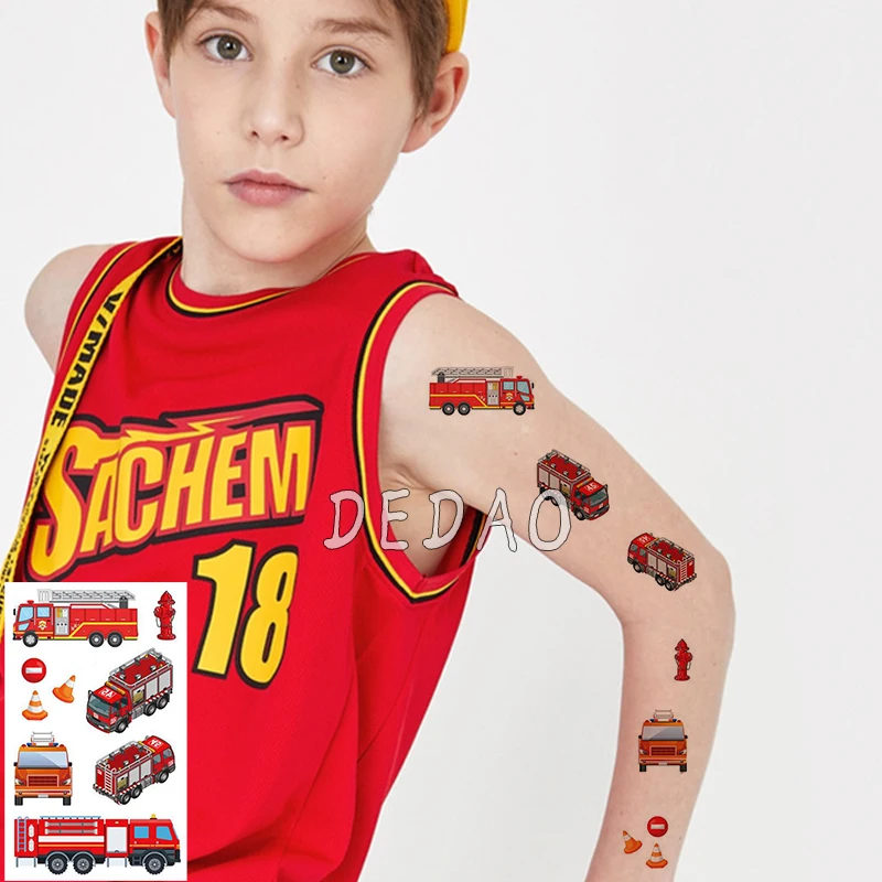 Детские временные татуировки наклейки с поддельными Татуировками Мультфильм экскаватор для машинки татуировки стикер s Tatouage руки ноги Татто для детей мальчиков