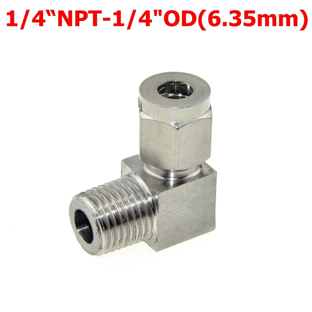 

1/4" NPT Male Thread x 1/4"(6.35mm) OD Tube Double Ferrule Elbow Tube Compression Fitting Connector NPT Stainless Steel 304