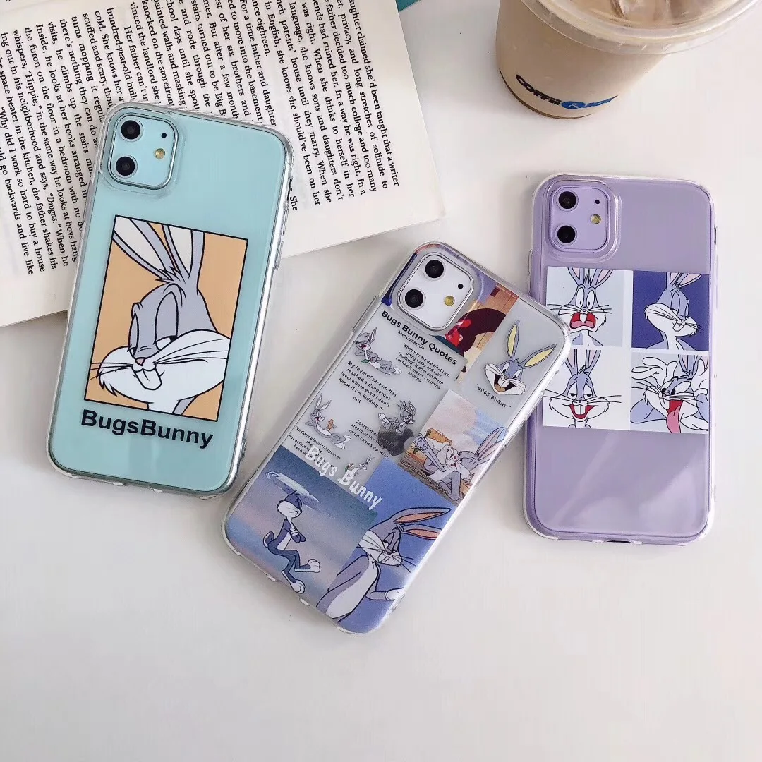 Милый чехол для телефона с кроликом из мультфильма Bugs Bunny для Apple iPhone 7 8 6 S Plus 11 Pro X XS Max XR прозрачный мягкий чехол из ТПУ