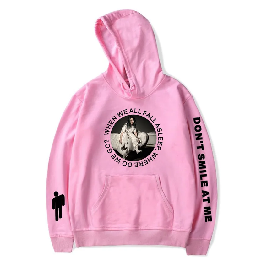 Pink B Новинка, Billie Eilish, модные толстовки, толстовка, повседневная, для мужчин, женщин, с капюшоном, пуловер, с длинным рукавом, в стиле хип-хоп, толстовка, одежда, топ, пуловер - Цвет: Pink B
