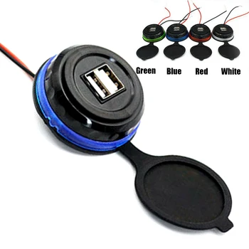 

SOONHUA Universal Dual USB Ports Car Charger 2 Port Charging Power Socket Adapter 3.1A Panel Mount Car Chargers For Motorbike