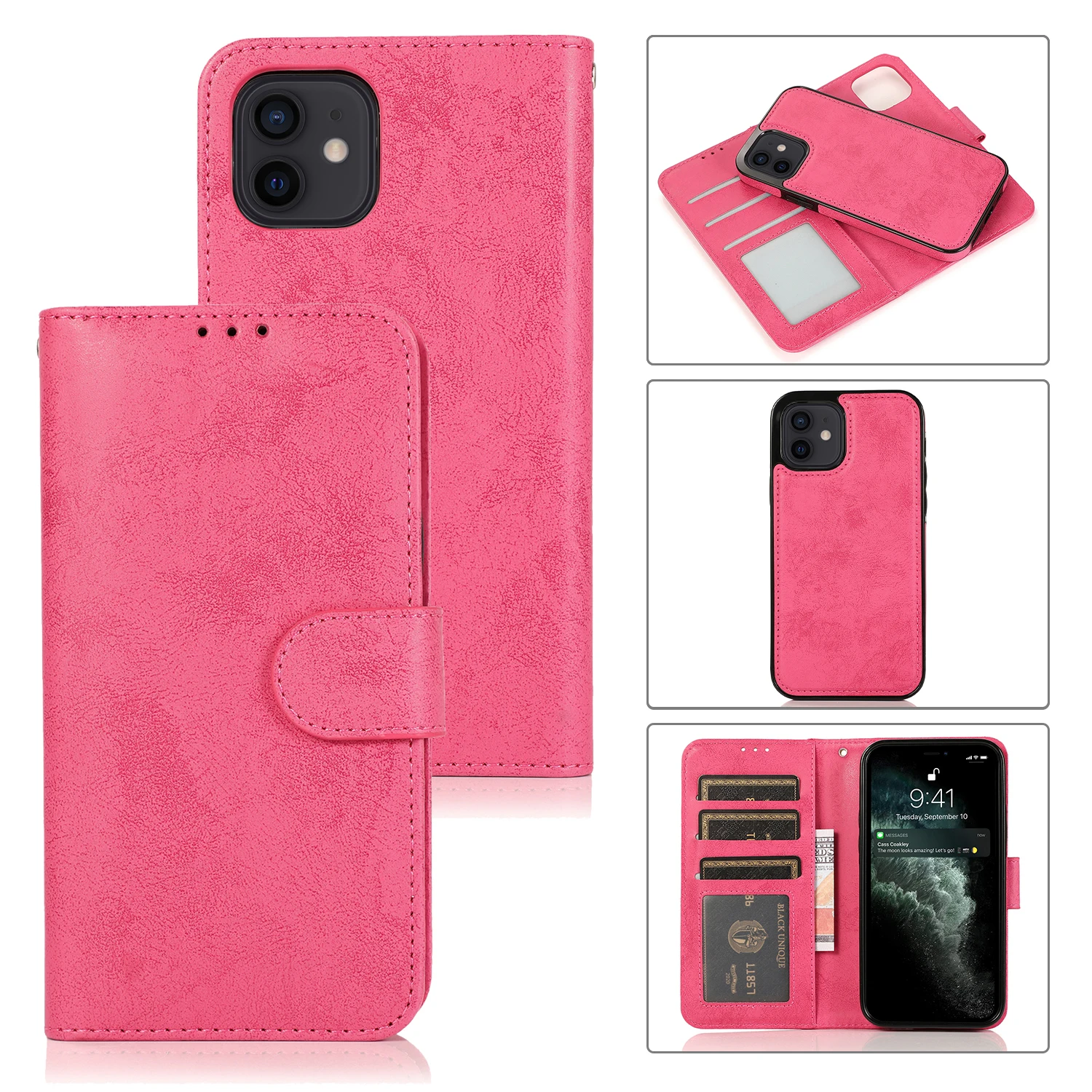 2in1 Detachable Leather Case for iPhone 14 13 12 Mini 11 Pro Max SE2 XR XS 6 7 8 Plus Luruxy Flip Wallet Magnetic Protect Cover best iphone 13 pro max case