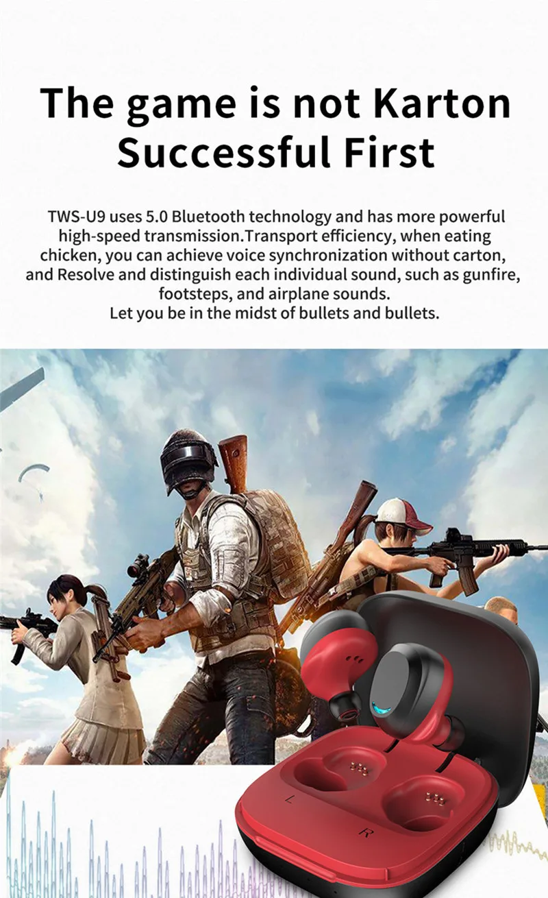 Высококачественные Bluetooth наушники Ecouteur Sans Fil TWS U9, наушники-вкладыши, наушники Oreillette Sans Fil, аудио наушники для IPhone, Android, GY174