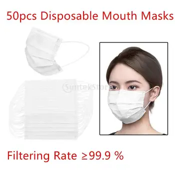 

50Pcs Disposable Face Masks 3 Ply Anti Dust Prevents Protective Mask Face Masks Droplets Spreading Pink Black and Gray