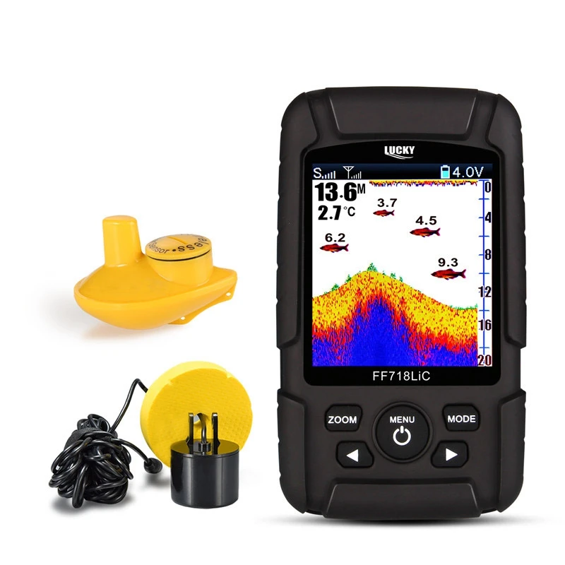 

LUCKY FF718LiC Depth Fishfinder Transducer 2-In-1 Sensor Portable Waterproof Echo Sounder,EU Plug