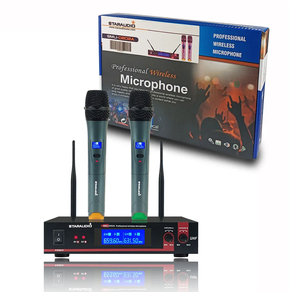 2ch uhf handheld stage wireless microphone system