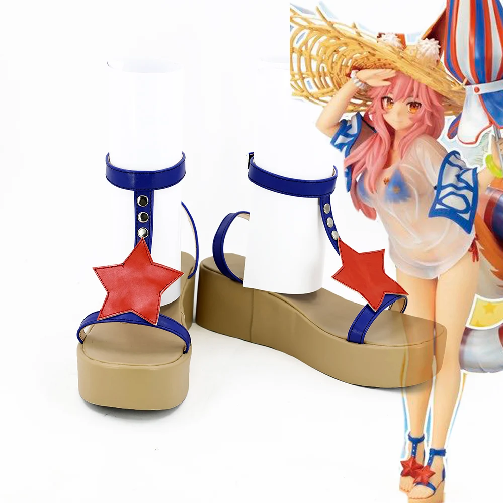 Fate Grand Order FGO Tamamo no Mae Cosplay Туфли-сандалии Сделано на заказ | Тематическая одежда и