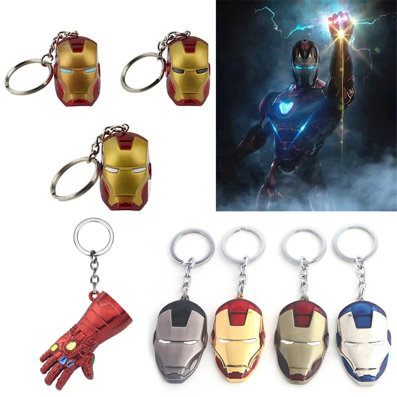 

Marvel Super Hero The Avengers 4 Iron Man Mask Rubber Keychain Pendant Key Chain Movie Iron Man Head Key Rings Gift For Man