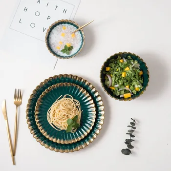 

Nordic Chrysanthemum Plate Ceramic Dinner Plate Salad Bowl Home Kitchen Tableware Snack Tray