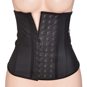 

Steel Boned Underbust Latex Corset And Bustiers Body Shapewear Waist cincher Black Color 3 Hooks Bustier Corselet Women Corset