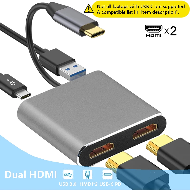 Док станция USB Type C для ноутбука док с двойным HDMI экраном 3 0 адаптер HP DELL XPS Surface Lenovo