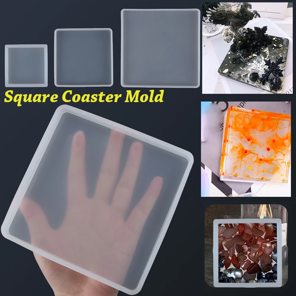 Transparent Fluid Arts Square Coaster Resin Casting Molds Silicone Epoxy Jewelry Pendant Agate Making Mould Tool DIY Accessories | Дом и сад
