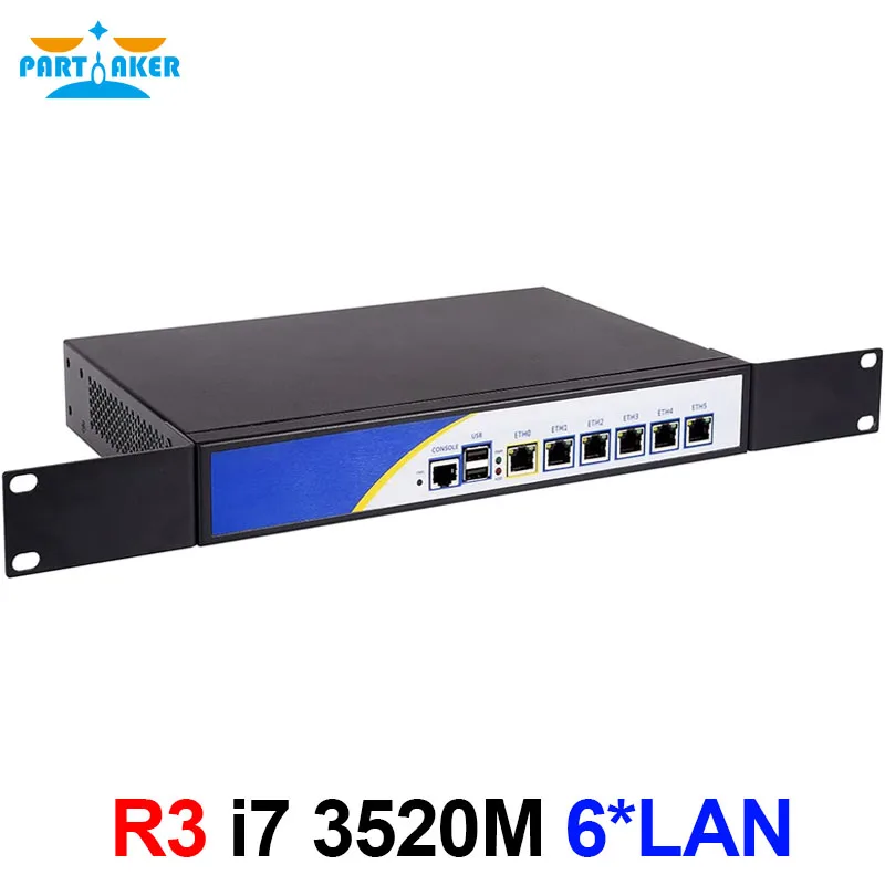 Partaker R3 Intel Core I7 3520M 6 Lan 2 USB COM Firewall Mini PC Mini Computer pfSense Openwrt Desktop Network Server Appliance
