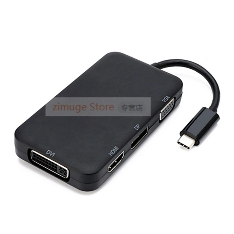 4 в 1 Combo USB 3,1 type-C USB-C к HDMI, DVI, VGA и DP портам Женский конвертер DisplayPort type-C для ноутбуков и ноутбуков
