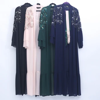 

Sequin Tassel Open Abaya Turkey Kimono Robe Dubai Muslim Hijab Dress Kaftan Abayas For Women Caftan Turkish Islamic Clothing