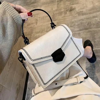 

Iron Handle PU Leather Crossbody Bags For Women 2020 Small Summer Shoulder Messenger Handbags Lady Totes