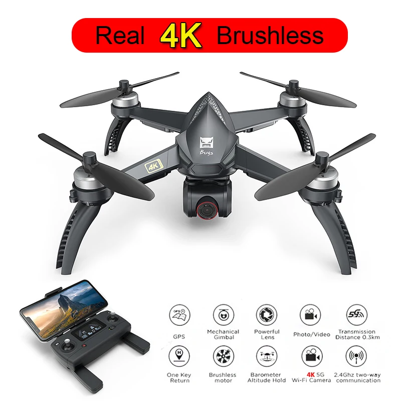 

Drone GPS Brushless 5G 4K WiFi RC Quadcopter FPV Flow Positioning Auto Return 20 Minute Flight Time Drone Camera