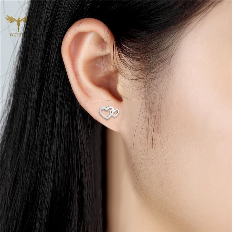 【HYERES LOR】24SS★ H-Subuni Silver C Finger Heart Earrings Sterling Silver 925 Circle Earrings, Small Silver Round Rope