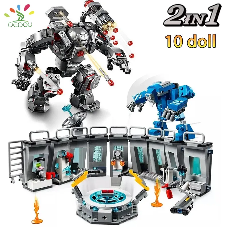 Строительные блоки DEDOU Железный человек мех выставочный зал набор моделей город