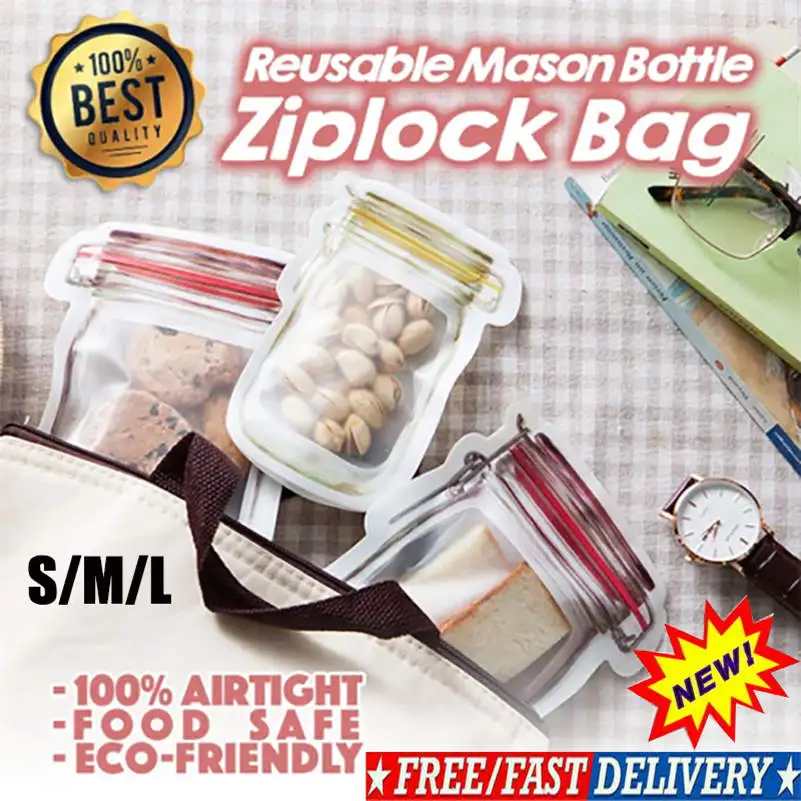 10 шт./партия многоразовые бутылки Мейсон Ziplock мешок