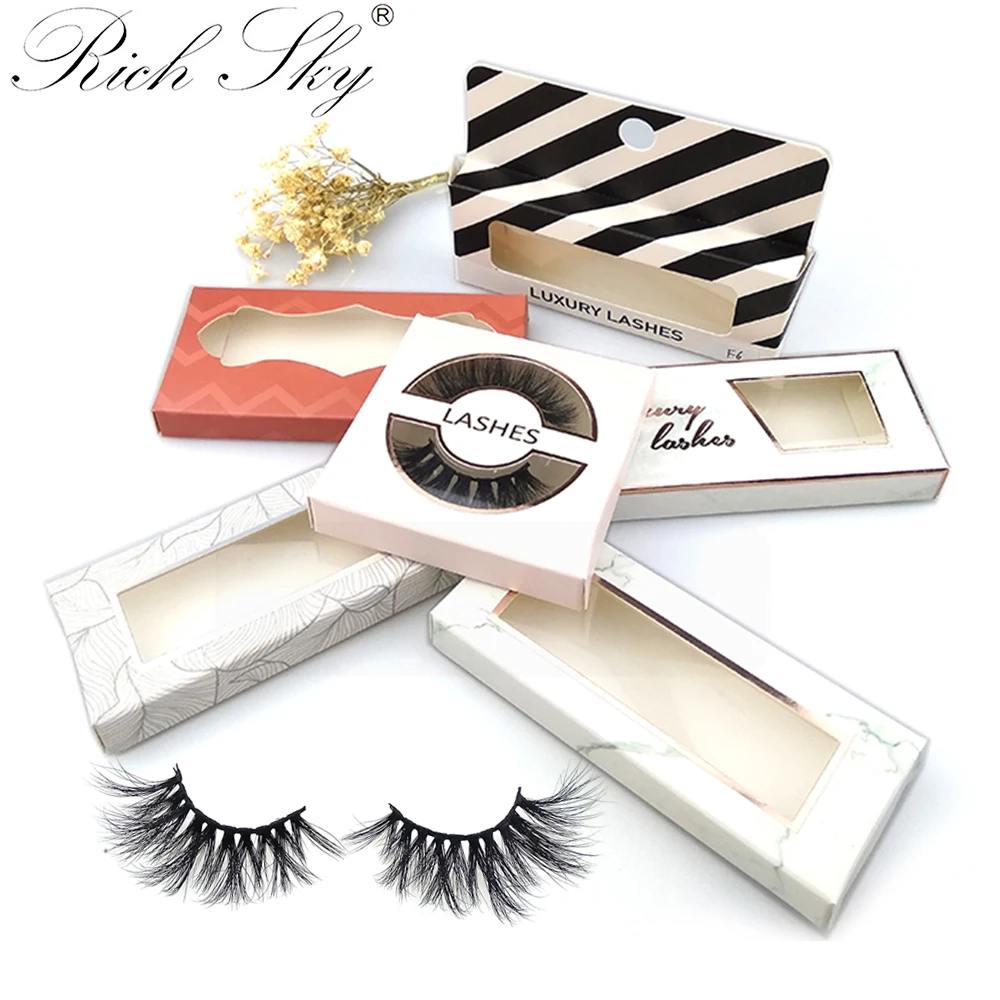 

Rich sky high quality 3 D mink lashes with card paper packaging box