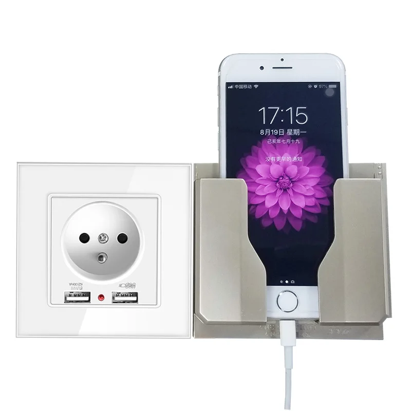 Штепсельная Вилка европейского стандарта с usb разъемом стеклянная штепсельная