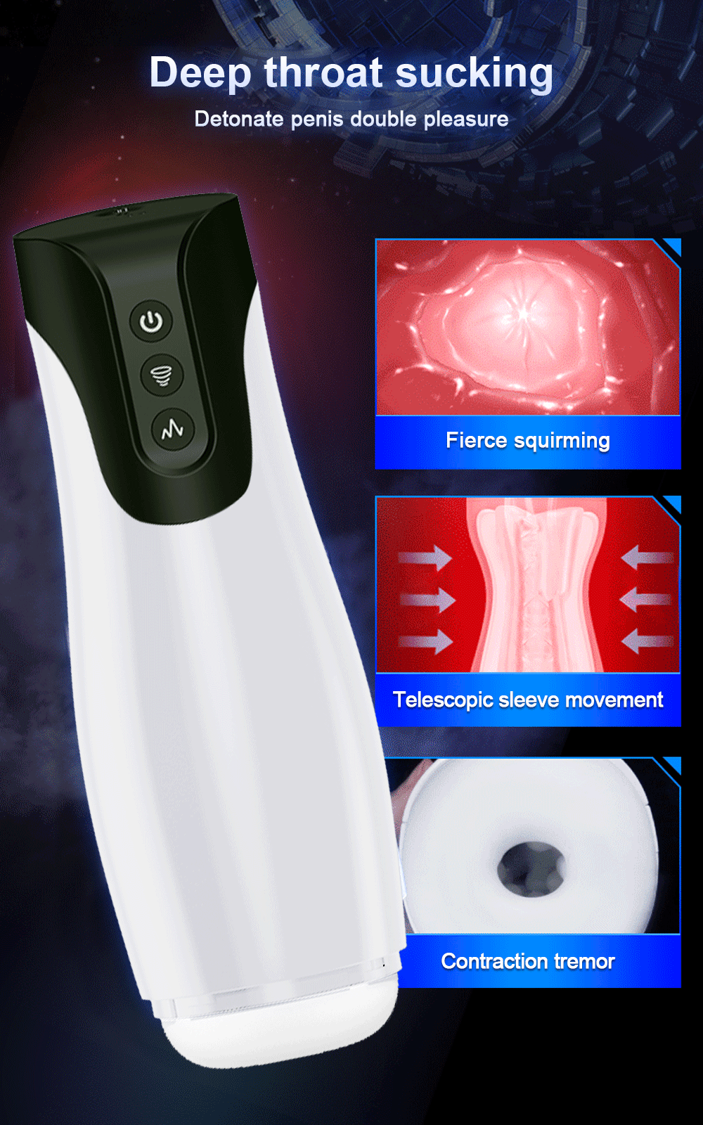 Automatic Sucking Male Masturbator Blowjob Simulator Oral Vibrator Vagina Masturbation Pussy Sex Toys for Men