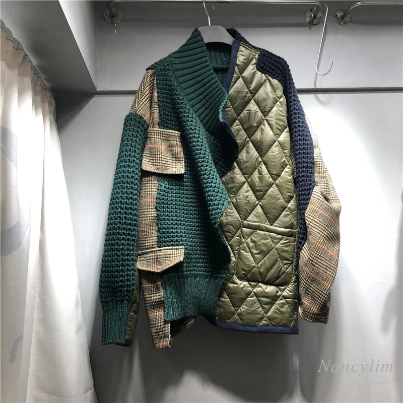 

Harajuku Style Jacket Women Cotton-Padded Female Clothes Knit Patch Long Sleeve Coat 2020 Autumn and Winter New Arrival