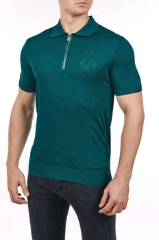 

Billionaire polo shirt silk Genuine Leather men 2020 New fashion short sleeve new Business zipper embroidery big size 50-58