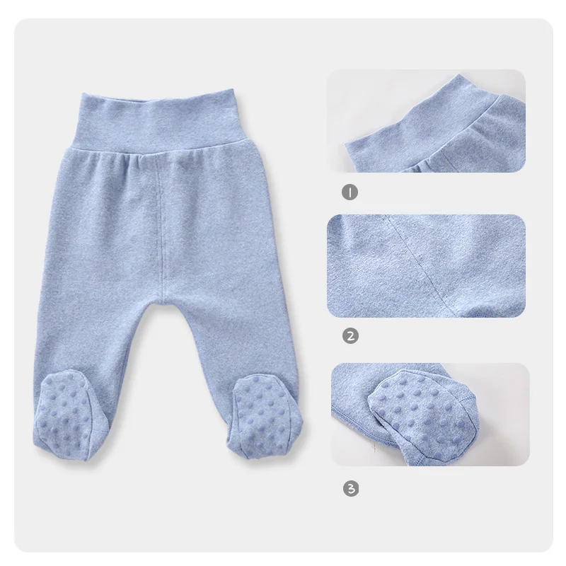 Pantalon unisexe pour nouveau-né, taille haute, en coton, pour bébé garçon et fille, sac à pieds, même chaussettes, Leggings, 0-6-24m