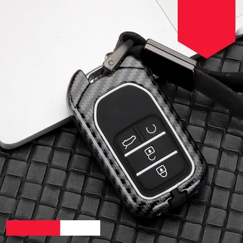 

Silicone Carbon Fiber Alloy Car Key Case Cover Shell For Honda Accord Civic 2018 2019 Odyssey CRV Pilot HRV Vezel City keychain