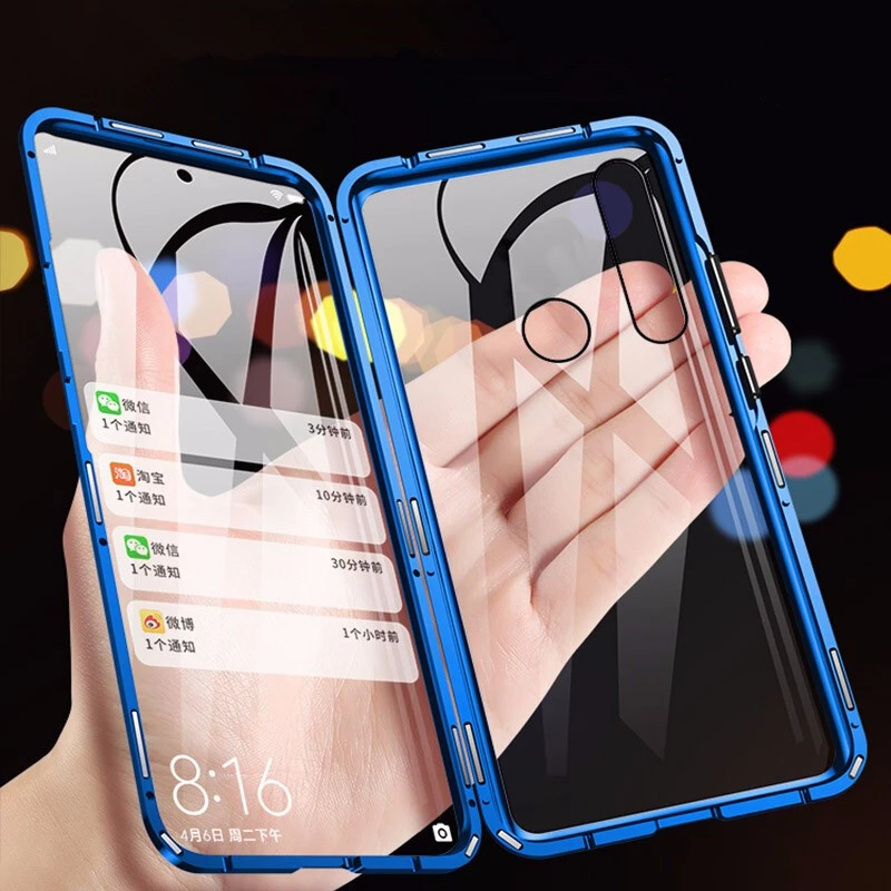 

360 Full Protection Magnetic Metal Case For Huawei Nova 5i Pro 5 4 4E 3 3E 3i Double sided Transparent Tempered Glass Back Cover