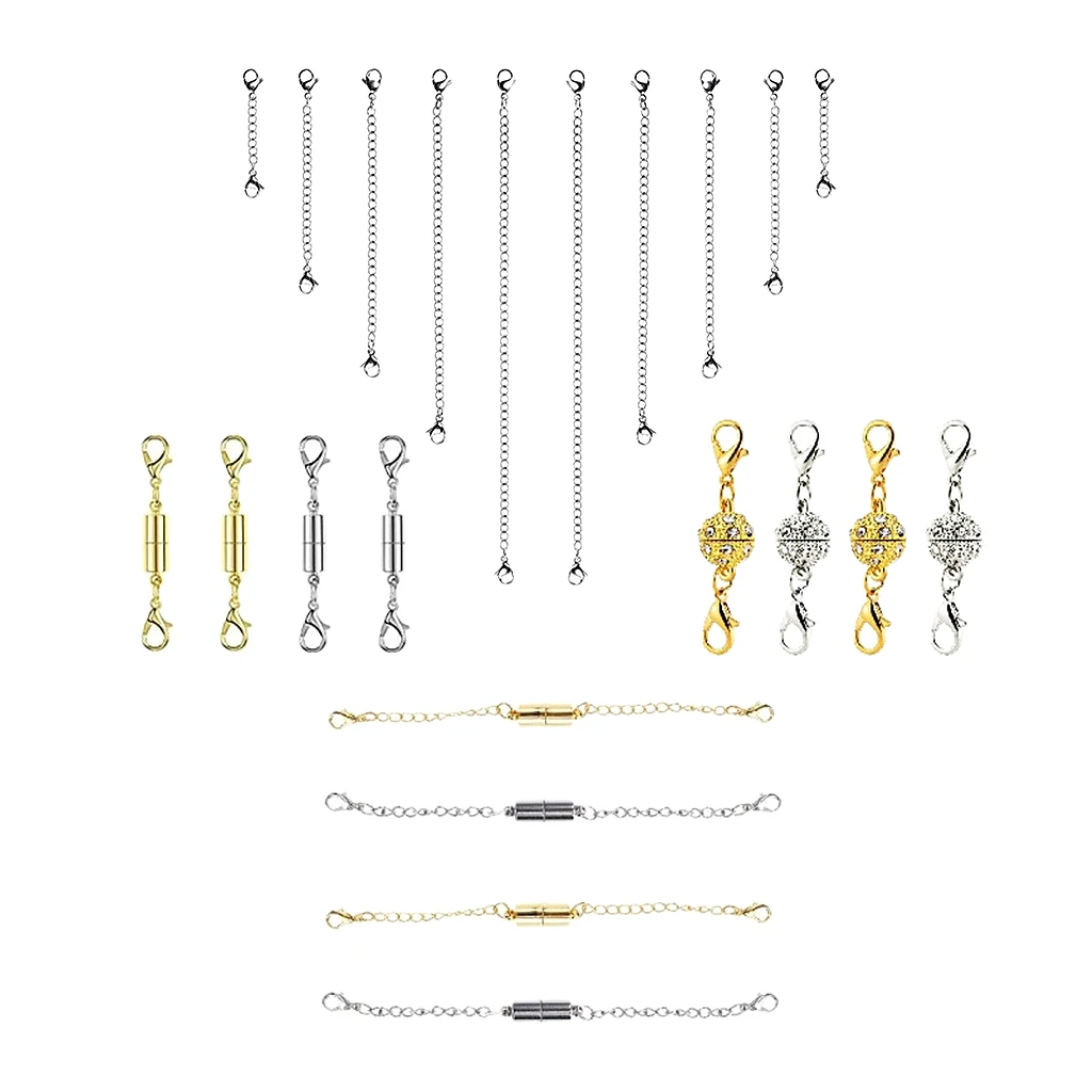 22pc Necklace Extender Chains Magnetic Clasps DIY Bracelet Jewelry Extenders