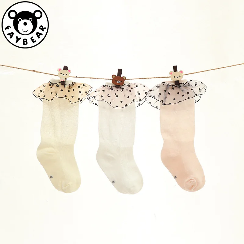 Г. Летние хлопковые детские длинные кружевные носки 3 пары вентиляционных тонких детских носков высокие носки принцессы