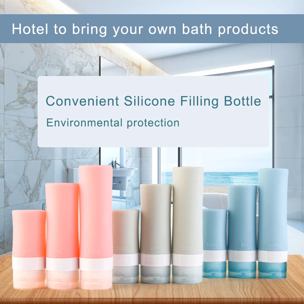 

38ML/60ML/80ML Portable Empty Silicone Shampoo Squeeze Bottle Shower Bath Sub-bottling Travel Pack Container
