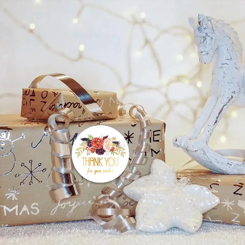 500 шт./рулон наклейки Цветы спасибо|Канцелярские наклейки| |