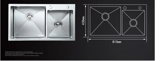 Двойная овощная раковина 304 кухонная раковина из нержавеющей стали с 3 мм толстой ручной мыльницей