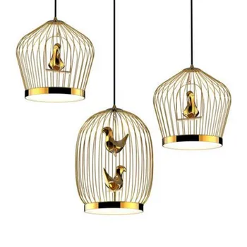 

Nordic Italy Designer Creative Bird Cage Pendant Light Art Loft Led Light Dining Room Bar Studio Hanging Light Fixtures