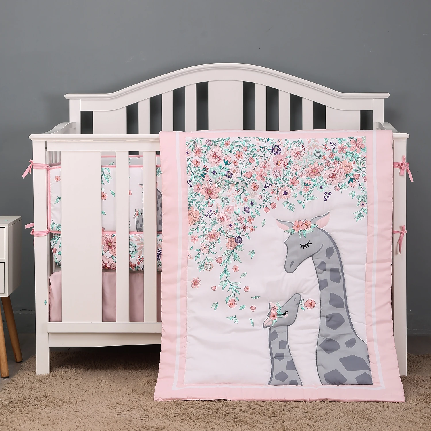 ThreePiece Baby Bedding Set Cute Cartoon Elephants Theme Crib Bedding