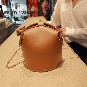 

Retro Solid Color Bucket Bags Women High Quality Handbag Capacity Casual Female Leature Shoulder Messenger Bags Ladies PU Purse