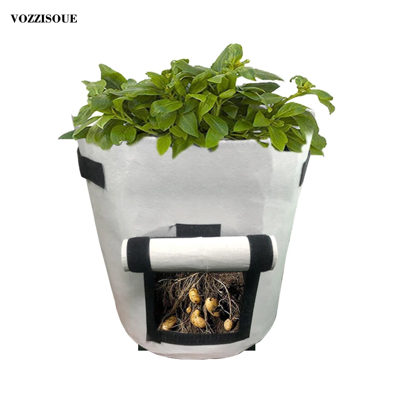 

DIY Potato Grow Planter Double Waterproof Fabric Pot Flower Seedling Vegetable Gardening Sac Garden Pot Grow Bags for Plants