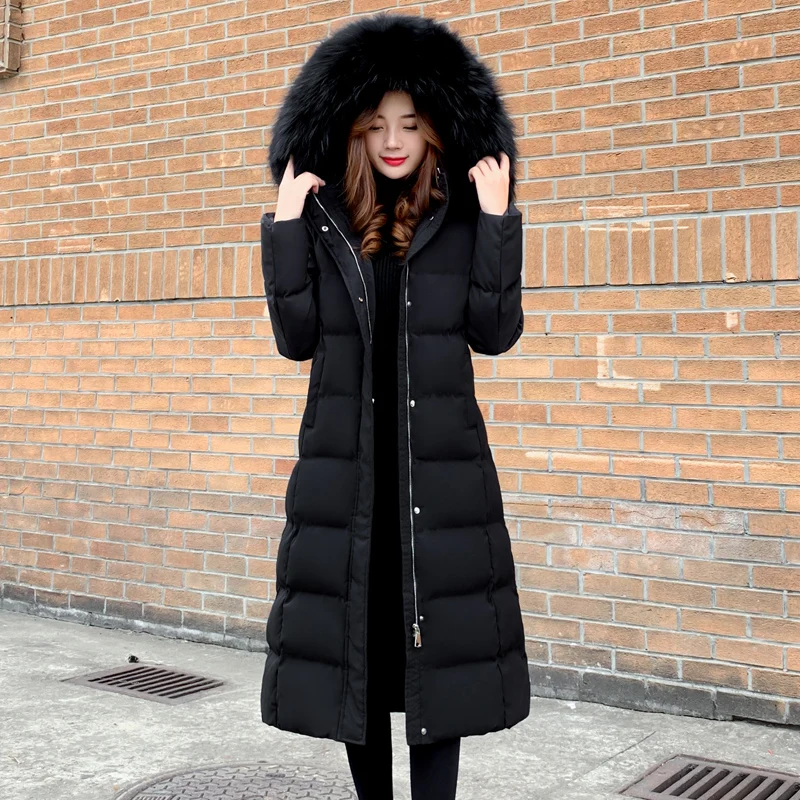 Black Black Fur AYUNSUE пуховик женский белый утиный пух пальто корейский тонкий пуховик с капюшоном зимнее пальто женская одежда D33 YY2038 - Цвет: Black Black Fur