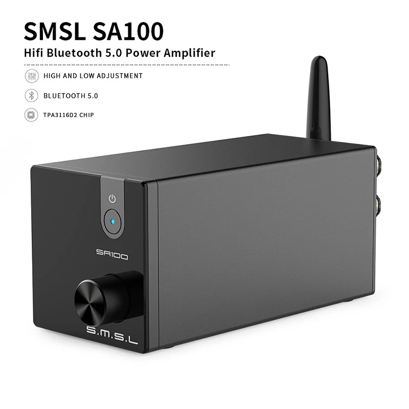 SMSL SA100 усилитель звука bluetooth 50 Вт + TPA3116D2 мощности цифровой Hi Fi аудио стерео