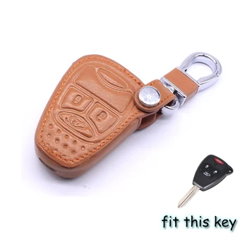 

Leather Key Cover Smart Case Remote fob for Chrysler Pacifica Jeep Wrangler Liberty Patriot Grand Cherokee Dodge Magnum