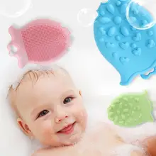 Детская Мягкая силиконовая щетка для ванны, щетка для головы, Детская маленькая рыбка, Массажная щетка для ванны, детский массажер