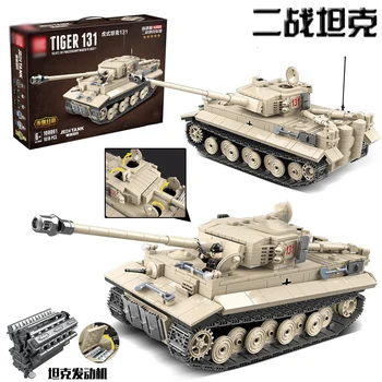 

100061 1018Pcs Military Tank WW2 Tiger 131 Tank World War II Model Building Blocks Children's Toys